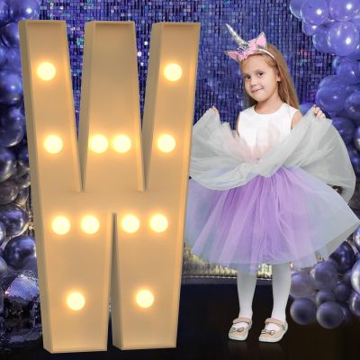 Mixifox Marquee Letters 4 Feet Tall, 4FT Large Light up Letters W, Big Sign W with Warm White Light for Birthday Wedding Proposal Engagement Graduation Party Backdrop Decorations