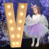 Mixifox Marquee Letters 4 Feet Tall, 4FT Large Light up Letters V, Big Sign V with Warm White Light for 15th XV Birthday Wedding Proposal Engagement Graduation Party Backdrop Decorations view 1