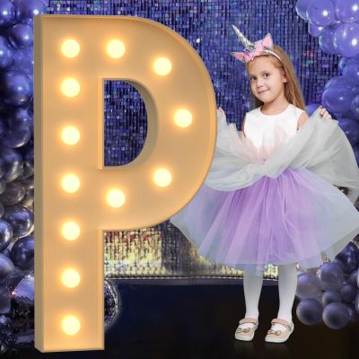 Mixifox Marquee Letters 4 Feet Tall, 4FT Large Light up Letters P, Big Sign P with Warm White Light for Prom Birthday Wedding Proposal Engagement Graduation Party Backdrop Decorations