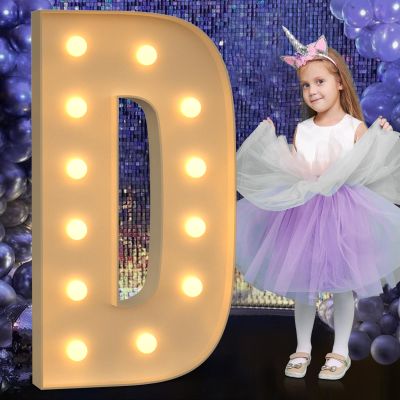 Mixifox Marquee Letters 4 Feet Tall, 4FT Large Light up Letters D, Big Sign D with Warm White Light for Birthday Wedding Proposal Engagement Graduation Party Backdrop Decorations