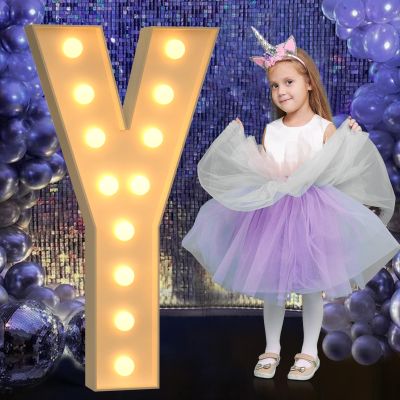 Mixifox Marquee Letters 4 Feet Tall, 4FT Large Light up Letters Y, Big Sign Y with Warm White Light for Birthday Wedding Proposal Engagement Graduation Party Backdrop Decorations