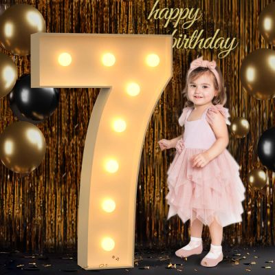 3FT Marquee Numbers, Light Up Numbers 7 for 7th 27th 70th Birthday Decorations, Big Numbers for Party Decorations, Large Light Up Numbers for Party Decor DIY Pre-Cut Foamboad Mosaic Numbers