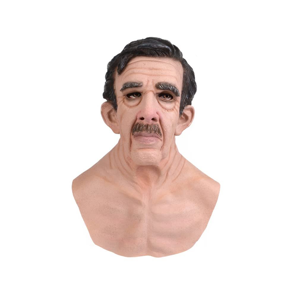 BaronHong Realistic Old Man Mask Latex Mask for Carnival Halloween Cosplay Party Costume Masquerade Props(B,M)