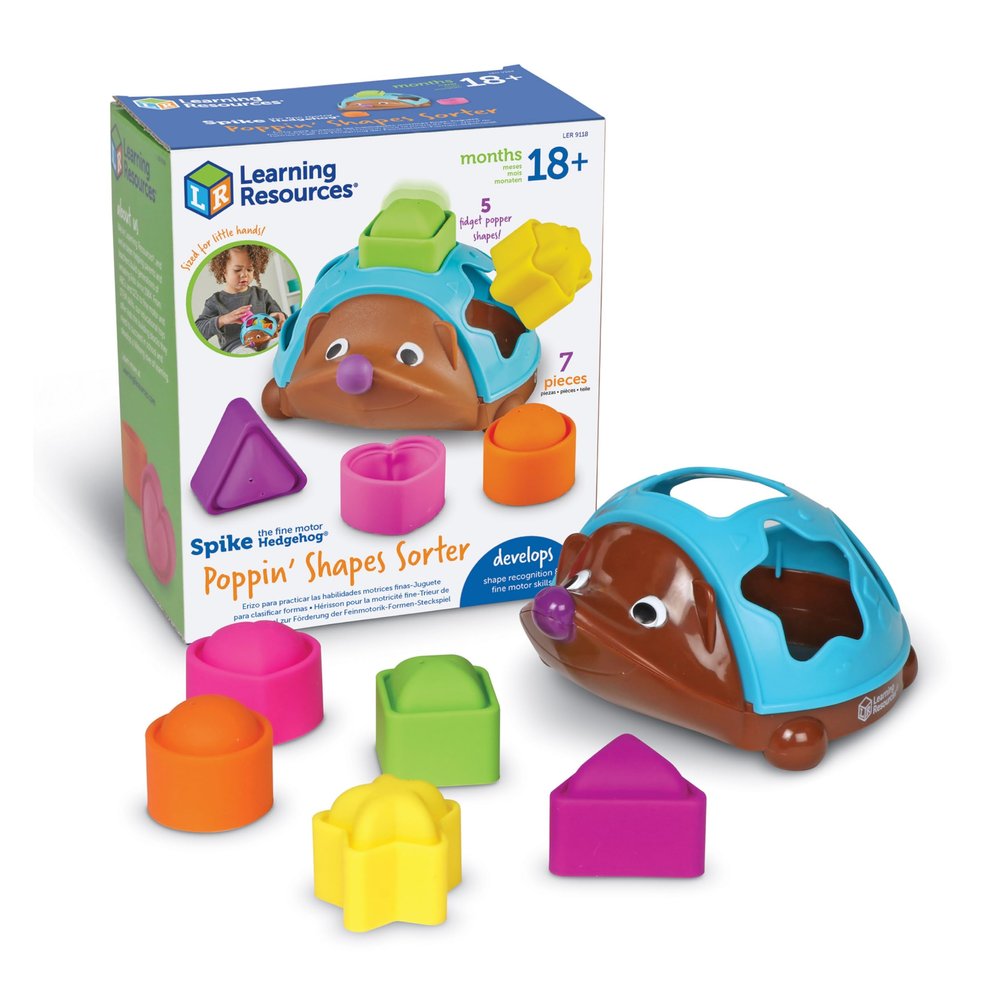 Learning Resources Spike the Fine Motor Hedgehog Poppin' Shapes Sorter, Toddler Learning Toys, Ages 18 Months +