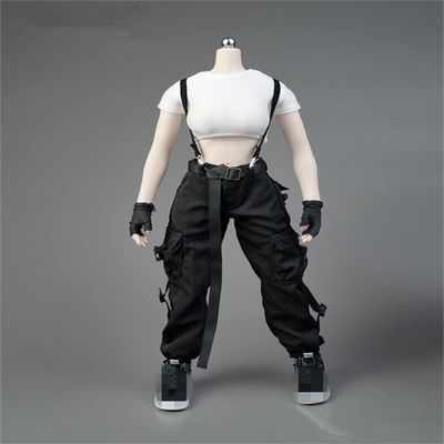 1/6 Scale Female Clothes,Female Combat Uniform Vest Overall Costume Outfit Clothes for 12inch PH TBL JO Action Figure Body (White&Black)