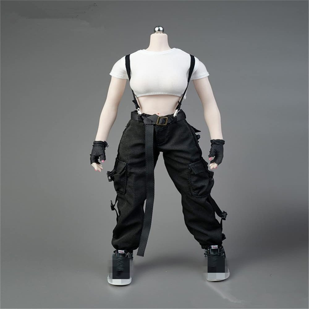 1/6 Scale Female Clothes,Female Combat Uniform Vest Overall Costume Outfit Clothes for 12inch PH TBL JO Action Figure Body (White&Black)