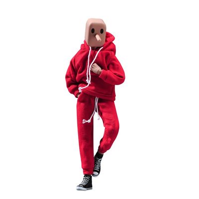 1/12 Scale Male Clothes,Men's Hoodie Pants Trousers Clothing for 6inch Male Action Figure Body Doll (Red)