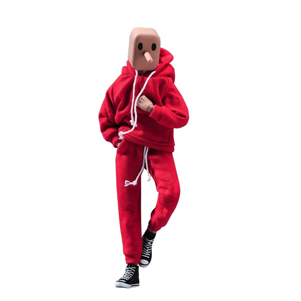 1/12 Scale Male Clothes,Men's Hoodie Pants Trousers Clothing for 6inch Male Action Figure Body Doll (Red)