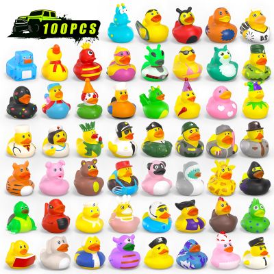 100 Pcs Rubber Ducks in Bulk, Assortment Jeep Ducks for Jeeps Ducking, Toddler Baby Bath Toys Summer Party Favor