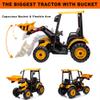 Kidsera 24V Ride on Tractor with Front Loader, Ride On Excavator with 24volt Dual Motors 4-Gearbox Metal Frame Kids Electric Vehicles 24V Power Wheels 24v Ride on Toys for Big Kids (Yellow) view 4