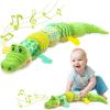 Awotoy Baby Toys 0 to 12 Months, Musical Stuffed Animals Activity Soft Toy with Multi-Sensory Crinkle, Rattle and Textures, Infant Tummy Time Toys for Newborn Boys Girls, Crocodile, Green view 1