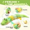 Awotoy Baby Toys 0 to 12 Months, Musical Stuffed Animals Activity Soft Toy with Multi-Sensory Crinkle, Rattle and Textures, Infant Tummy Time Toys for Newborn Boys Girls, Crocodile, Green view 3