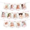 Fangleland Wildflower Theme 1st Birthday Photo Banner from Newborn to 12 Months for Girls, Growth Record Monthly Milestone Picture Banner First Birthday Party Decorations for 1 Year Old Girl view 2