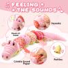 AWOTOY Baby Toys 0 to 12 Months, Musical Stuffed Animal Activity Soft Toys with Multi-Sensory Crinkle, Rattle and Textures,Infant Tummy Time Toys for Newborn Boys Girls, Crocodile, Pink view 3