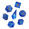 Cusdie Frosted Dice Sharp Edges DND Dice, 7 PCs D&D Dice, Handcrafted Polyhedral Dice Set, for Role Playing Game Pathfinder(Blue) view 1