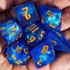 Cusdie Frosted Dice Sharp Edges DND Dice, 7 PCs D&D Dice, Handcrafted Polyhedral Dice Set, for Role Playing Game Pathfinder(Blue) view 3