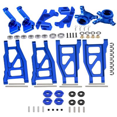 RCMYou Upgrades Part for 1/10 Slash/Stampede/Rustler/Hoss 4x4 VXL,Alloy Suspension Arm,Caster Block,Steering Blocks,Rear Stub Axle Carriers,4pcs Wheel Hex,Navy Blue (More Durable Arm)