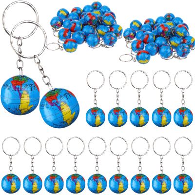 1" Globe Keychains Earth Globe Key Chains, 100 Pcs Mini Backpack Hook for Travelers,Ball Keyring Pendant for Bag&Belt Loop Accessory,Back to School Item,Arts and Crafts,Educational Tool,Party Favors