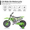 AOKOY 12V Ride On Motorcycle with Training Wheels for Kids, Green view 3