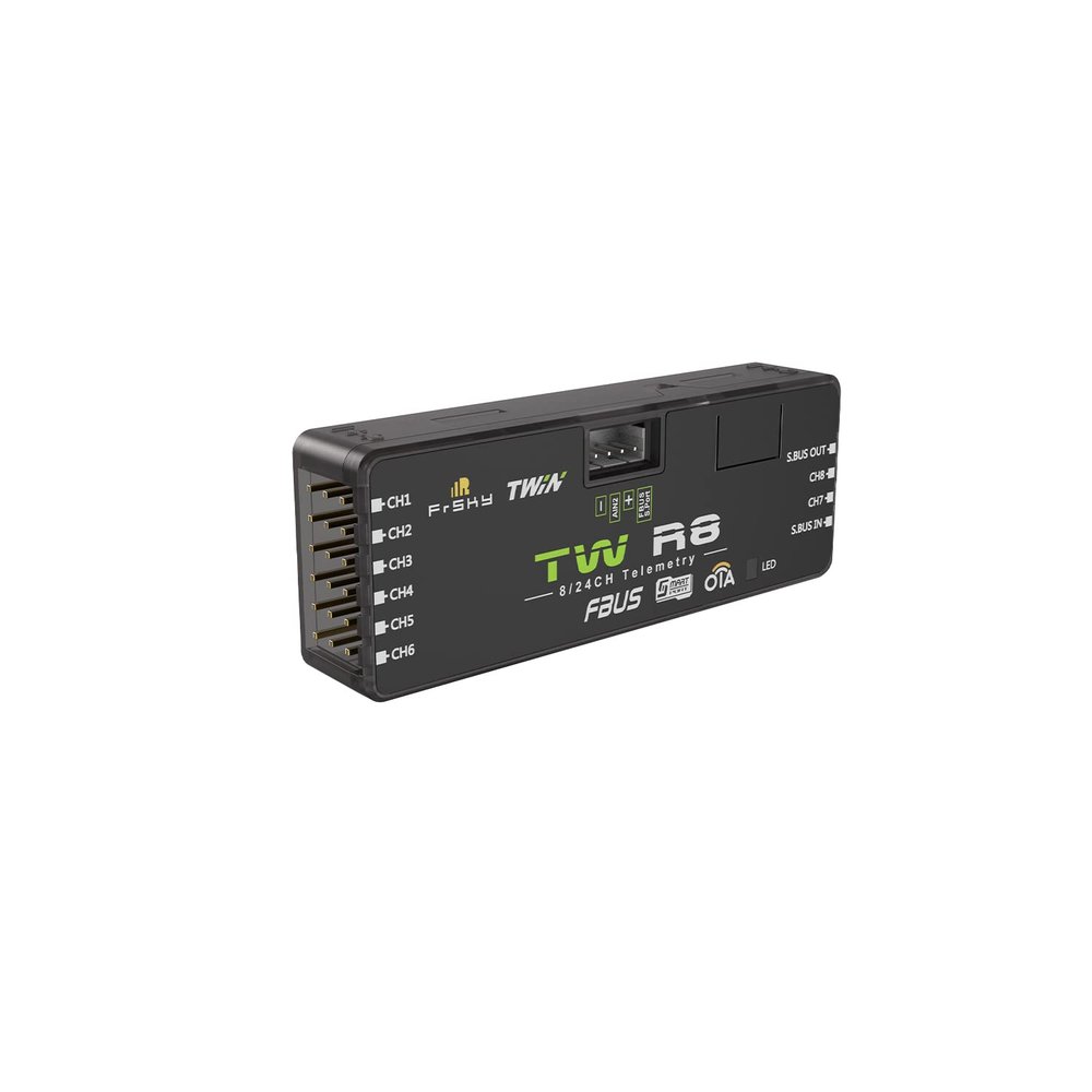 FrSky TW R8 Dual 2.4GHz Receiver  8CH PWM SBUS in/Out Black-Box OTA Firmware FBUS/S.Port Telemetry Long-Range Signal for RC Models Twin Protocol Compatible