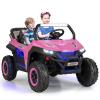 Costzon 2-Seater Ride on Car for Kids, 12V Kid' Electric Vehicles w/Remote Control, 4 Shock Absorbers, Wireless Music & FM, 3 Speeds, Ambiance Lights, Electric UTV, Kids Car for Boys Girls (Pink) view 1