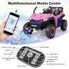 Costzon 2-Seater Ride on Car for Kids, 12V Kid' Electric Vehicles w/Remote Control, 4 Shock Absorbers, Wireless Music & FM, 3 Speeds, Ambiance Lights, Electric UTV, Kids Car for Boys Girls (Pink) view 3
