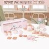 Wooden Tea Set for Little Girls, Pretend Play Tea Party Set Toy with 27 PCS Play Kitchen Accessories, Princess Tea Set Toy, Birthday Gift for Kids 3-5 Years Old, Improve Imagination view 3