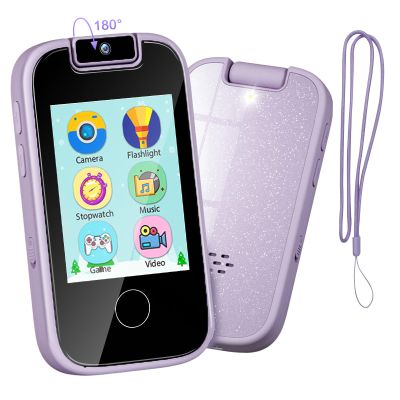 PTHTECHUS Kids Phone Toys for Girls Boys - Toddler Touchscreen MP3 Music Player with Dual Camera, Habit Tracker, Games, Alphabet, Educational Learning Toys Birthday Easter Gifts for 3-7 with SD Card