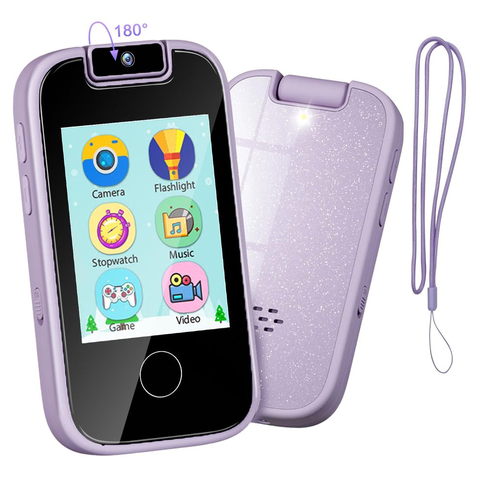 PTHTECHUS Kids Phone Toys for Girls Boys - Toddler Touchscreen MP3 Music Player with Dual Camera, Habit Tracker, Games, Alphabet, Educational Learning Toys Birthday Easter Gifts for 3-7 with SD Card