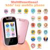 PTHTECHUS Kids Phone Toys for Girls Boys - Toddler Touchscreen MP3 Music Player with Dual Camera, Habit Tracker, Games, Alphabet, Educational Learning Toys Birthday Gifts for 3-7 with SD Card Pink view 2