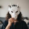 LUOZZY 3pcs Dragon Mask Chinese Dragons Cosplay Skull Cover White Animal Masks Dragon Cosplay Halloween Masquerade Party Costume Accessory view 4