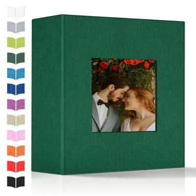 Artfeel Photo Album 4x6 with 100 Pockets,Slip-in Picture Albums,Linen Cover Memory Book with Front Window,White Page Vertical Photo Book for Wedding,Family,Anniversare,Baby,Vacation