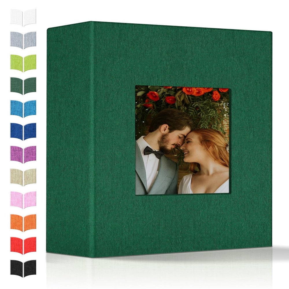 Artfeel Photo Album 4x6 with 100 Pockets,Slip-in Picture Albums,Linen Cover Memory Book with Front Window,White Page Vertical Photo Book for Wedding,Family,Anniversare,Baby,Vacation
