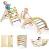 Olakids Pikler Triangle Set 7 in 1 Climbing Toys for Toddlers 1-3 Inside Foldable Wood Montessori Jungle Gym with Ramp Ladder Arch Slide Baby Climber Indoor Playground view 1