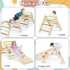 Olakids Pikler Triangle Set 7 in 1 Climbing Toys for Toddlers 1-3 Inside Foldable Wood Montessori Jungle Gym with Ramp Ladder Arch Slide Baby Climber Indoor Playground view 3