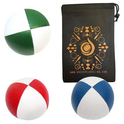 3 x Pro 76g Cascade Mini Juggling Balls - Small Sized Quality Thud Juggling Balls & Bag - Set of 3 Juggling Balls (White Theme Mix)