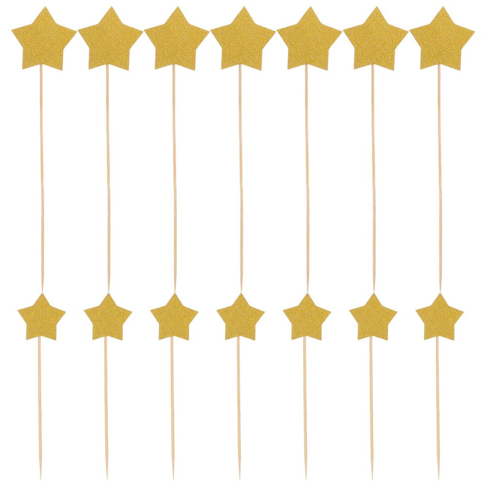 144pcs Glitter Star Cupcake Toppers Glitter Decorations for Birthday Wedding Shower and Party and Picks for Festive Cake Embellishments