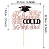 1 PCS She Believed She Could So She Did Cake Topper Glitter Congrats 2024 Grad Cap Cake Pick Class of 2024 Cake Decoration for 2024 Graduation Theme Party Decorations Supplies Rose Gold view 2