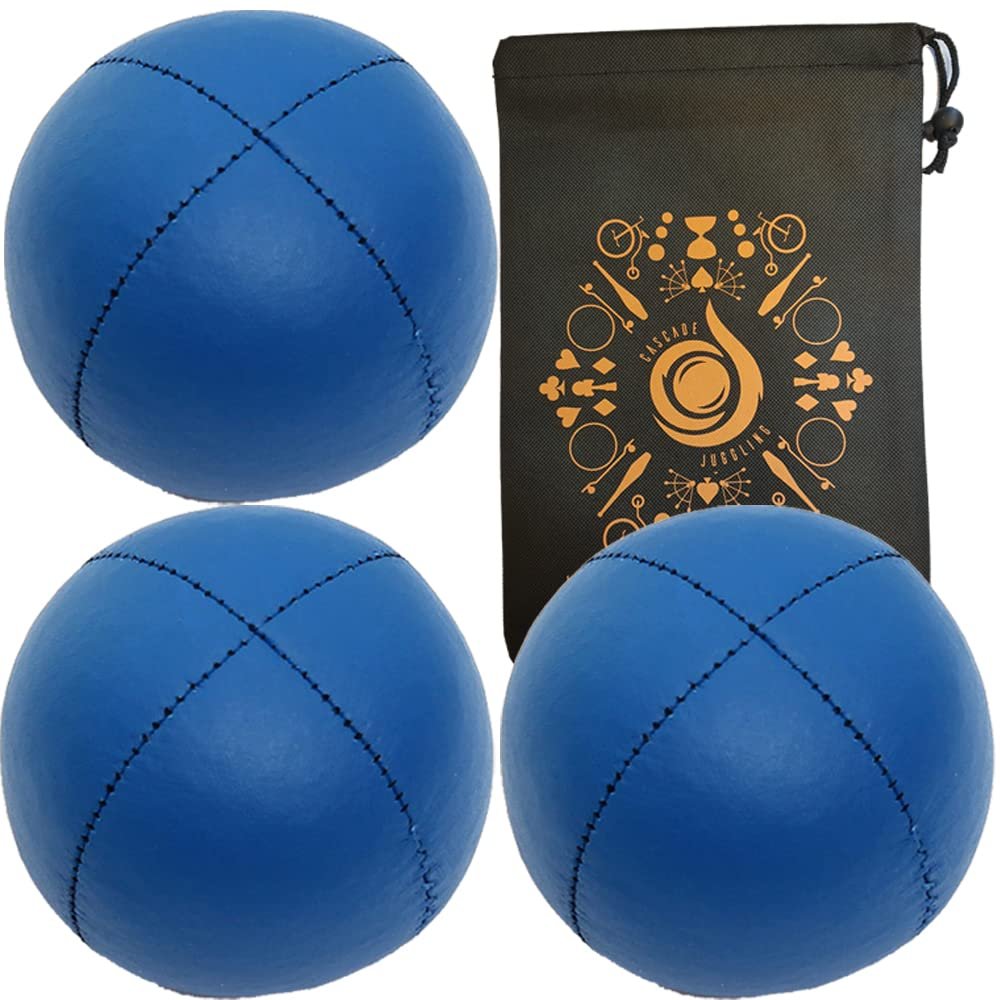 3 x Pro Cascade XL 180g Juggling Balls - Large Sized Quality Thud Beanbags & Bag - Set of 3 Juggling Balls (Blue)