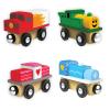 Orbrium 24 Unpainted Wooden Trains Engines Cars Compatible with Thomas Brio Magnetic, Toy Trains for Kids Boys Girls Train Theme Birthday Party Favors Craft DIY Creative Activity view 2