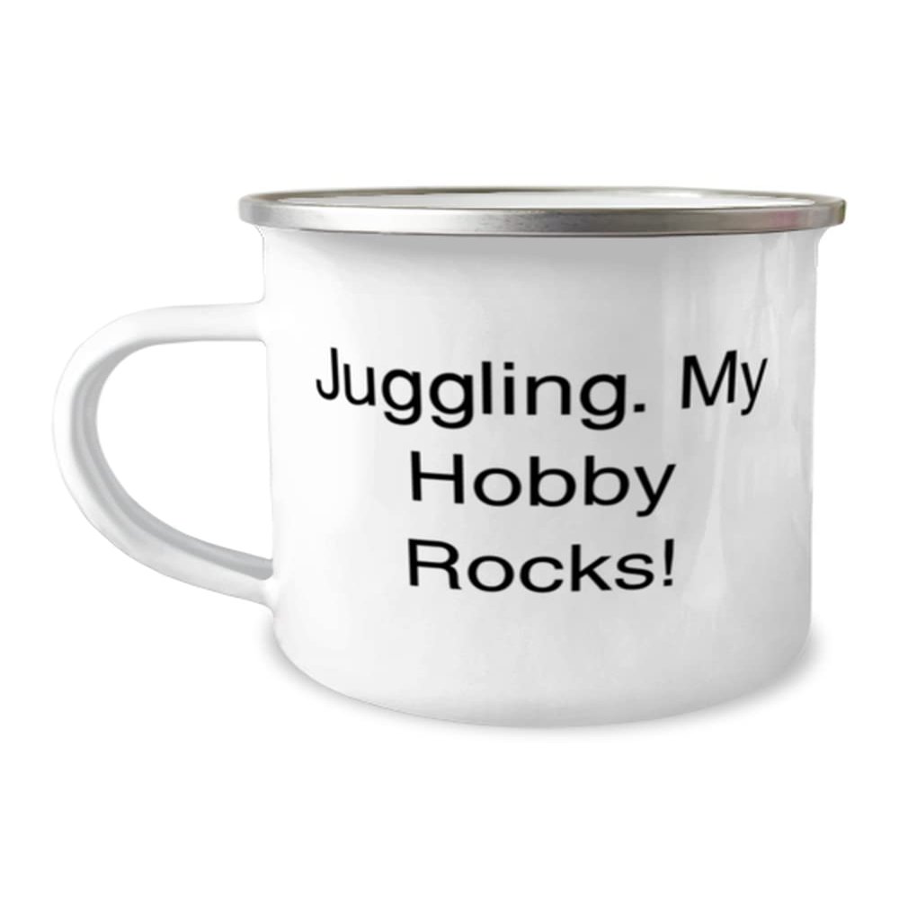Unique Juggling 12oz Camper Mug, Juggling. My Hobby Rocks!, Sarcastic Gifts for Friends, Birthday Gifts, Juggling balls, Juggling clubs, Jugglingscarves, Juggling rings, Juggling knives, Juggling