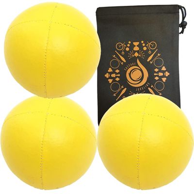 3 x Pro Cascade XL 180g Juggling Balls - Large Sized Quality Thud Beanbags & Bag - Set of 3 Juggling Balls (Yellow)