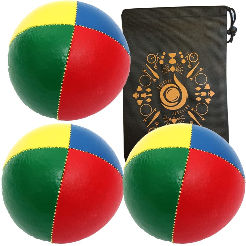 3 x Pro Cascade XL 180g Juggling Balls - Large Sized Quality Thud Beanbags & Bag - Set of 3 Juggling Balls (Multicoloured)