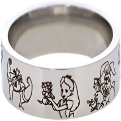 TCB Creations Classic Movie Alice Cartoon Characters Stainless Steel Metal Band Finger Ring (7)