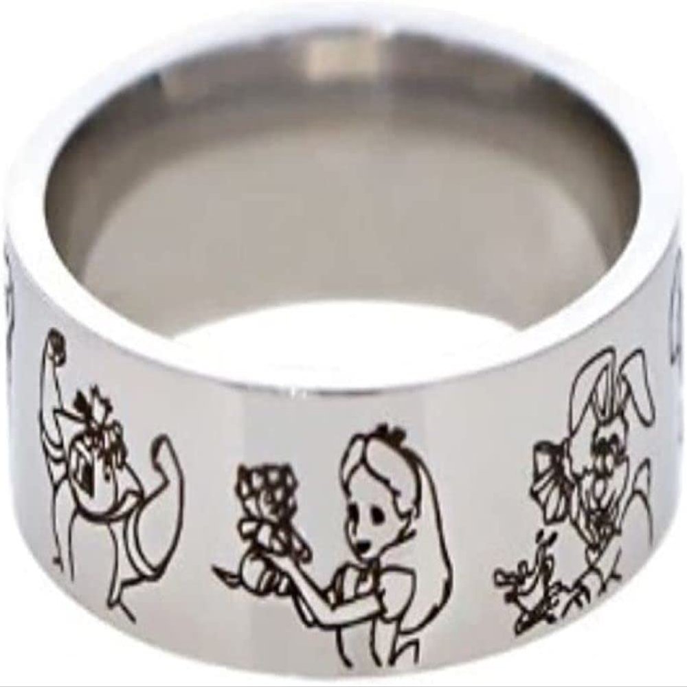 TCB Creations Classic Movie Alice Cartoon Characters Stainless Steel Metal Band Finger Ring (7)