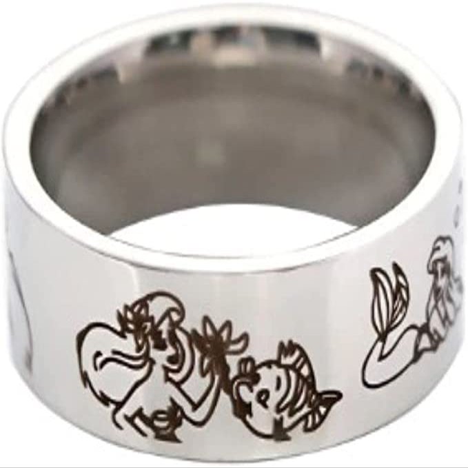 TCB Creations Little Cartoon Mermaid Characters Stainless Steel Cosplay Metal Band Finger Ring (7)