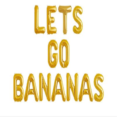 16" Lets GO Bananas Letter Banner Balloons for Tutti Frutti Balloon, Fruit Birthday Party, Twotti Frutti Birthday Decorations, Tutti Fruity Birthday,Gold