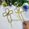 10pcs of Religious Cake Topper,Cross With a Dove Acrylic Cake Topper,Holy Spirit Topper,Confirmation Topper Religious Birthday Wedding Modern Elegant (4'', Gold Mirror) view 2