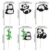 24Pcs Panda Cupcake Toppers Glitter Green Bamboo Cupcake Picks Cute Animal Bear Cake Decorations Baby Shower Kids Birthday Panda Theme Party Supplies view 2