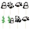 24Pcs Panda Cupcake Toppers Glitter Green Bamboo Cupcake Picks Cute Animal Bear Cake Decorations Baby Shower Kids Birthday Panda Theme Party Supplies view 3